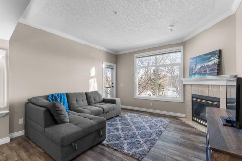 205-59 22 Avenue Sw, Calgary, AB - Indoor Photo Showing Living Room With Fireplace