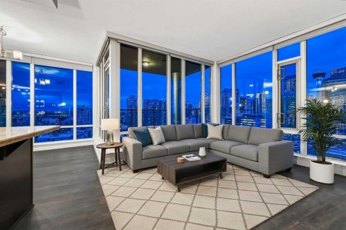 1601-1410 1 Street Se, Calgary, AB - Indoor Photo Showing Living Room