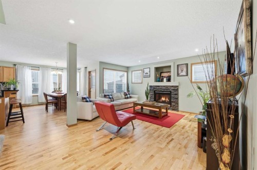 52 Panatella Gate, Calgary, AB - Indoor Photo Showing Living Room With Fireplace