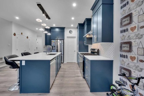 38 Seton Parade Se, Calgary, AB - Indoor Photo Showing Kitchen With Upgraded Kitchen