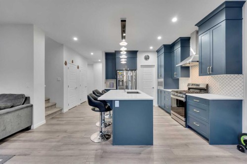 38 Seton Parade Se, Calgary, AB - Indoor Photo Showing Kitchen With Stainless Steel Kitchen With Double Sink With Upgraded Kitchen