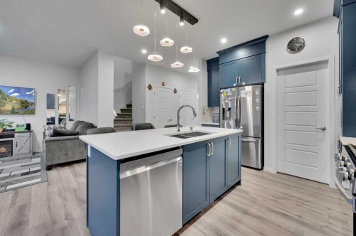 38 Seton Parade Se, Calgary, AB - Indoor Photo Showing Kitchen With Stainless Steel Kitchen With Double Sink With Upgraded Kitchen