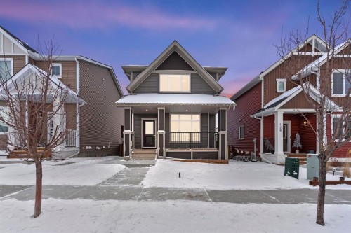 128 Fireside Way, Cochrane, AB - Outdoor With Deck Patio Veranda With Facade
