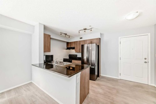321-7110 80 Avenue Ne, Calgary, AB - Indoor Photo Showing Kitchen With Double Sink