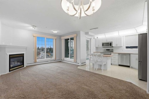 358-8535 Bonaventure Drive Se, Calgary, AB - Indoor With Fireplace