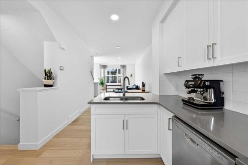 304-437 Alpine Avenue Sw, Calgary, AB - Indoor Photo Showing Kitchen With Double Sink