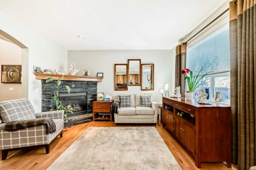 198 Brightonstone Bay Se, Calgary, AB - Indoor Photo Showing Living Room With Fireplace
