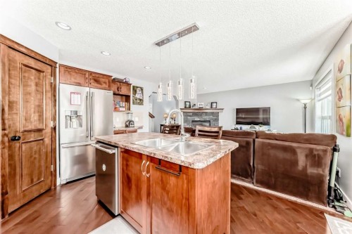 562 New Brighton Drive Se, Calgary, AB - Indoor Photo Showing Kitchen With Double Sink
