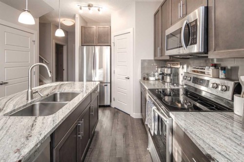 7173 Cardinal Way Sw, Edmonton, AB - Indoor Photo Showing Kitchen With Stainless Steel Kitchen With Double Sink With Upgraded Kitchen