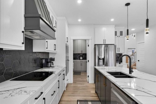 67 Lakes Estates Circle, Strathmore, AB - Indoor Photo Showing Kitchen With Double Sink With Upgraded Kitchen