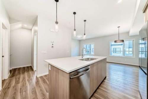 129-42 Cranbrook Gardens Se, Calgary, AB - Indoor Photo Showing Kitchen With Double Sink