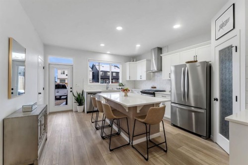128 Seton Villas Se, Calgary, AB - Indoor Photo Showing Kitchen With Stainless Steel Kitchen