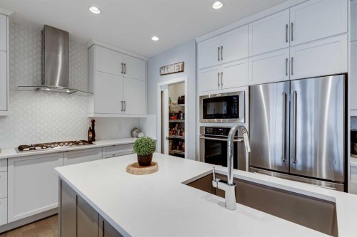 200 Auburn Meadows Crescent Se, Calgary, AB - Indoor Photo Showing Kitchen With Stainless Steel Kitchen With Upgraded Kitchen