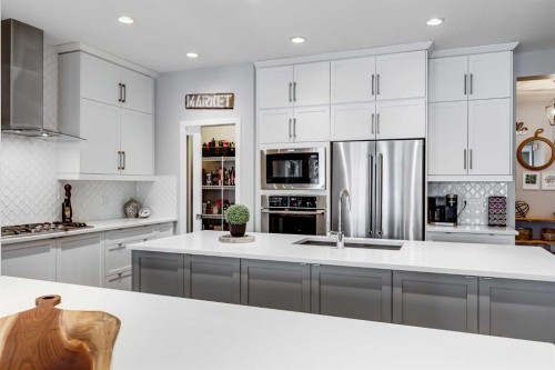 200 Auburn Meadows Crescent Se, Calgary, AB - Indoor Photo Showing Kitchen With Stainless Steel Kitchen With Upgraded Kitchen