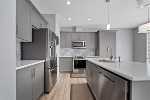 138 Cityside Way Ne, Calgary, AB - Indoor Photo Showing Kitchen With Stainless Steel Kitchen With Double Sink With Upgraded Kitchen