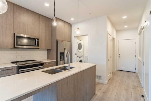 2205-76 Cornerstone Passage Ne, Calgary, AB - Indoor Photo Showing Kitchen With Double Sink With Upgraded Kitchen
