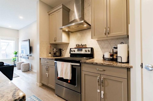 178 Livingston Avenue Ne, Calgary, AB - Indoor Photo Showing Kitchen With Stainless Steel Kitchen With Upgraded Kitchen