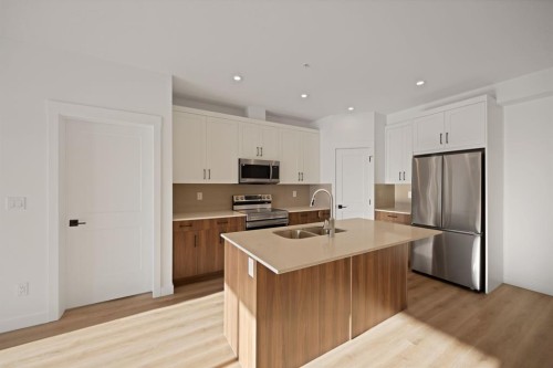 7322-1802 Mahagony Boulevard Se, Calgary, AB - Indoor Photo Showing Kitchen With Double Sink