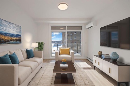 7322-1802 Mahagony Boulevard Se, Calgary, AB - Indoor Photo Showing Living Room