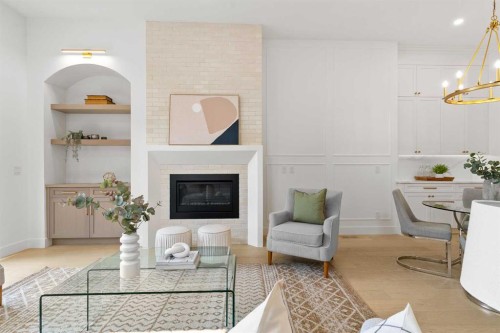 2019 6 Avenue Nw, Calgary, AB - Indoor Photo Showing Living Room With Fireplace