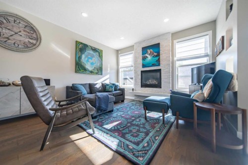 3524 41 Street Sw, Calgary, AB - Indoor Photo Showing Living Room With Fireplace