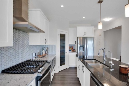 301 Sage Meadows Park Nw, Calgary, AB - Indoor Photo Showing Kitchen With Double Sink With Upgraded Kitchen