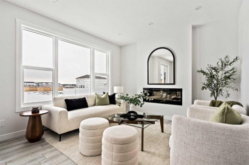 239 Creekstone Circle Sw, Calgary, AB - Indoor Photo Showing Living Room With Fireplace