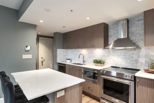 2208-930 6 Avenue Sw, Calgary, AB - Indoor Photo Showing Kitchen With Double Sink With Upgraded Kitchen