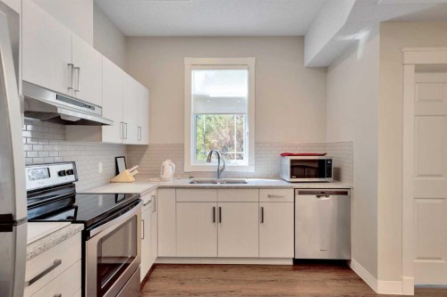 108-9449 19 Street Sw, Calgary, AB - Indoor Photo Showing Kitchen With Double Sink