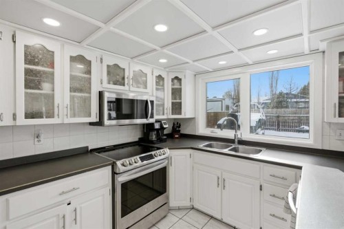 127 Queen Tamara Road Se, Calgary, AB - Indoor Photo Showing Kitchen With Double Sink