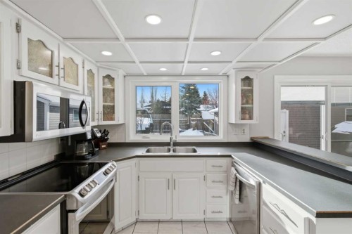 127 Queen Tamara Road Se, Calgary, AB - Indoor Photo Showing Kitchen With Double Sink