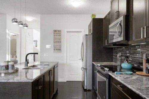 40 Cornerstone Avenue Ne, Calgary, AB - Indoor Photo Showing Kitchen With Double Sink With Upgraded Kitchen