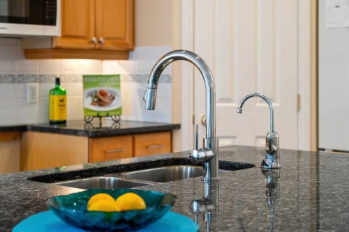154 Bridlecreek Park Sw, Calgary, AB - Indoor Photo Showing Kitchen With Double Sink With Upgraded Kitchen
