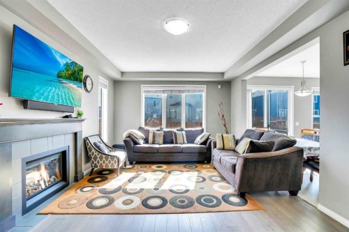 76 Cityscape Grove Ne, Calgary, AB - Indoor Photo Showing Living Room With Fireplace