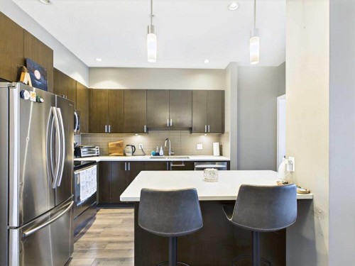 305-28 Auburn Bay Link Se, Calgary, AB - Indoor Photo Showing Kitchen With Upgraded Kitchen