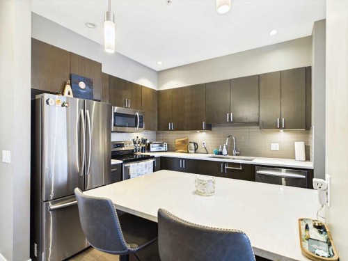 305-28 Auburn Bay Link Se, Calgary, AB - Indoor Photo Showing Kitchen With Upgraded Kitchen