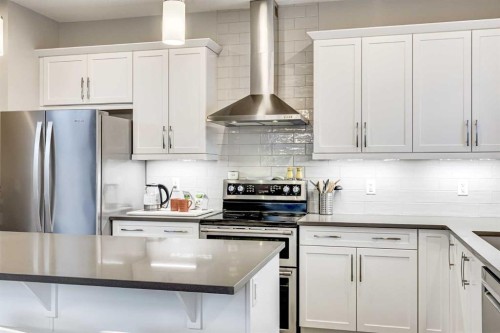 108 Evanston Hill Nw, Calgary, AB - Indoor Photo Showing Kitchen With Stainless Steel Kitchen With Upgraded Kitchen