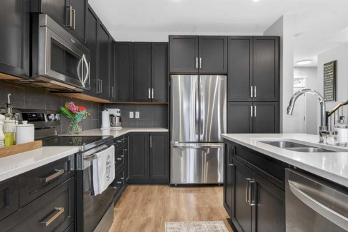 146 Marquis Common Se, Calgary, AB - Indoor Photo Showing Kitchen With Double Sink With Upgraded Kitchen