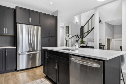 146 Marquis Common Se, Calgary, AB - Indoor Photo Showing Kitchen With Double Sink