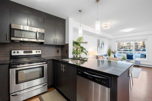 4108-240 Skyview Ranch Road Ne, Calgary, AB - Indoor Photo Showing Kitchen With Stainless Steel Kitchen With Double Sink With Upgraded Kitchen
