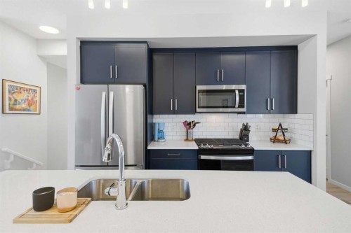249 Masters Avenue Se, Calgary, AB - Indoor Photo Showing Kitchen With Double Sink With Upgraded Kitchen