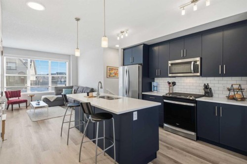 249 Masters Avenue Se, Calgary, AB - Indoor Photo Showing Kitchen With Double Sink With Upgraded Kitchen