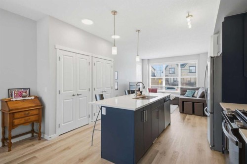 249 Masters Avenue Se, Calgary, AB - Indoor Photo Showing Kitchen With Upgraded Kitchen