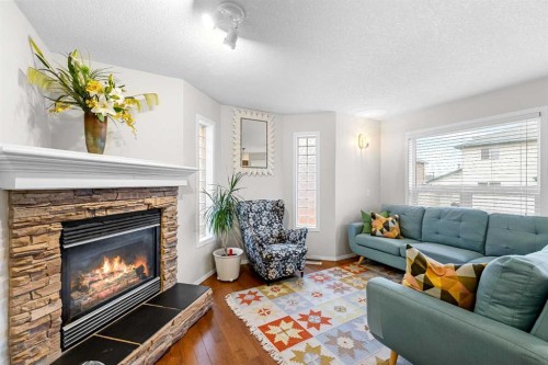 62 Canoe Circle Sw, Airdrie, AB - Indoor Photo Showing Living Room With Fireplace