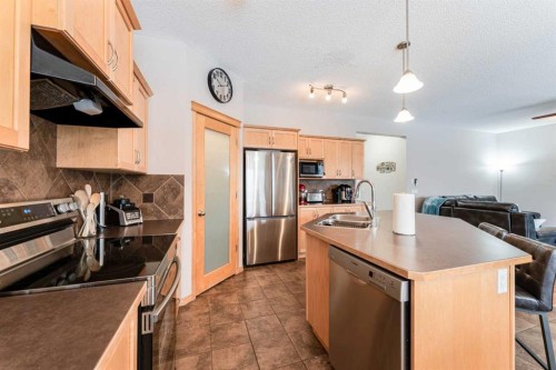 461 Boulder Creek Way Se, Langdon, AB - Indoor Photo Showing Kitchen With Double Sink