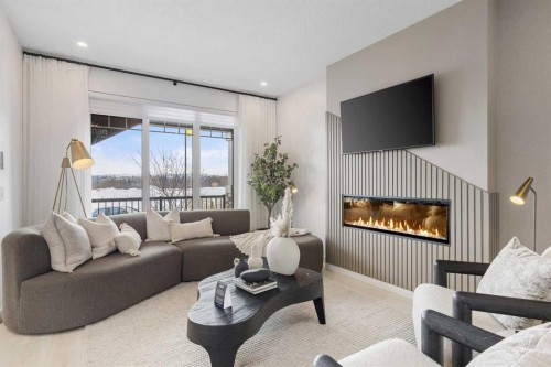 536 Legacy Circle Se, Calgary, AB - Indoor Photo Showing Living Room With Fireplace