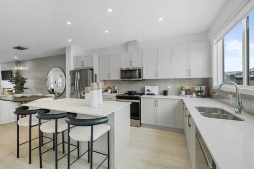 536 Legacy Circle Se, Calgary, AB - Indoor Photo Showing Kitchen With Double Sink