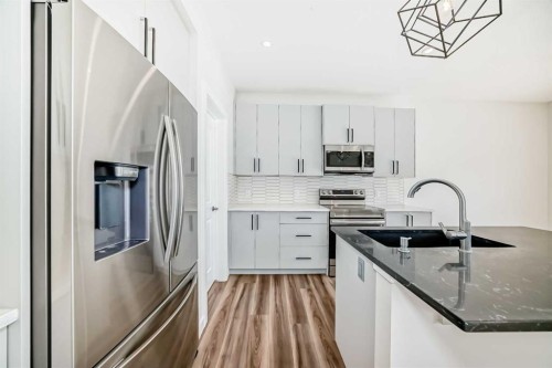 105 Creekside Way Sw, Calgary, AB - Indoor Photo Showing Kitchen With Stainless Steel Kitchen With Upgraded Kitchen