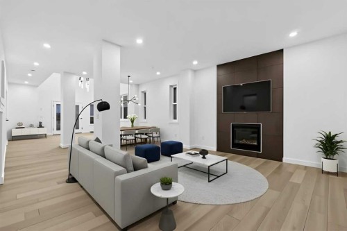 267 Chelsea Heath, Chestermere, AB - Indoor Photo Showing Living Room With Fireplace