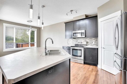 157 Rainbow Falls Boulevard, Chestermere, AB - Indoor Photo Showing Kitchen With Stainless Steel Kitchen With Double Sink With Upgraded Kitchen